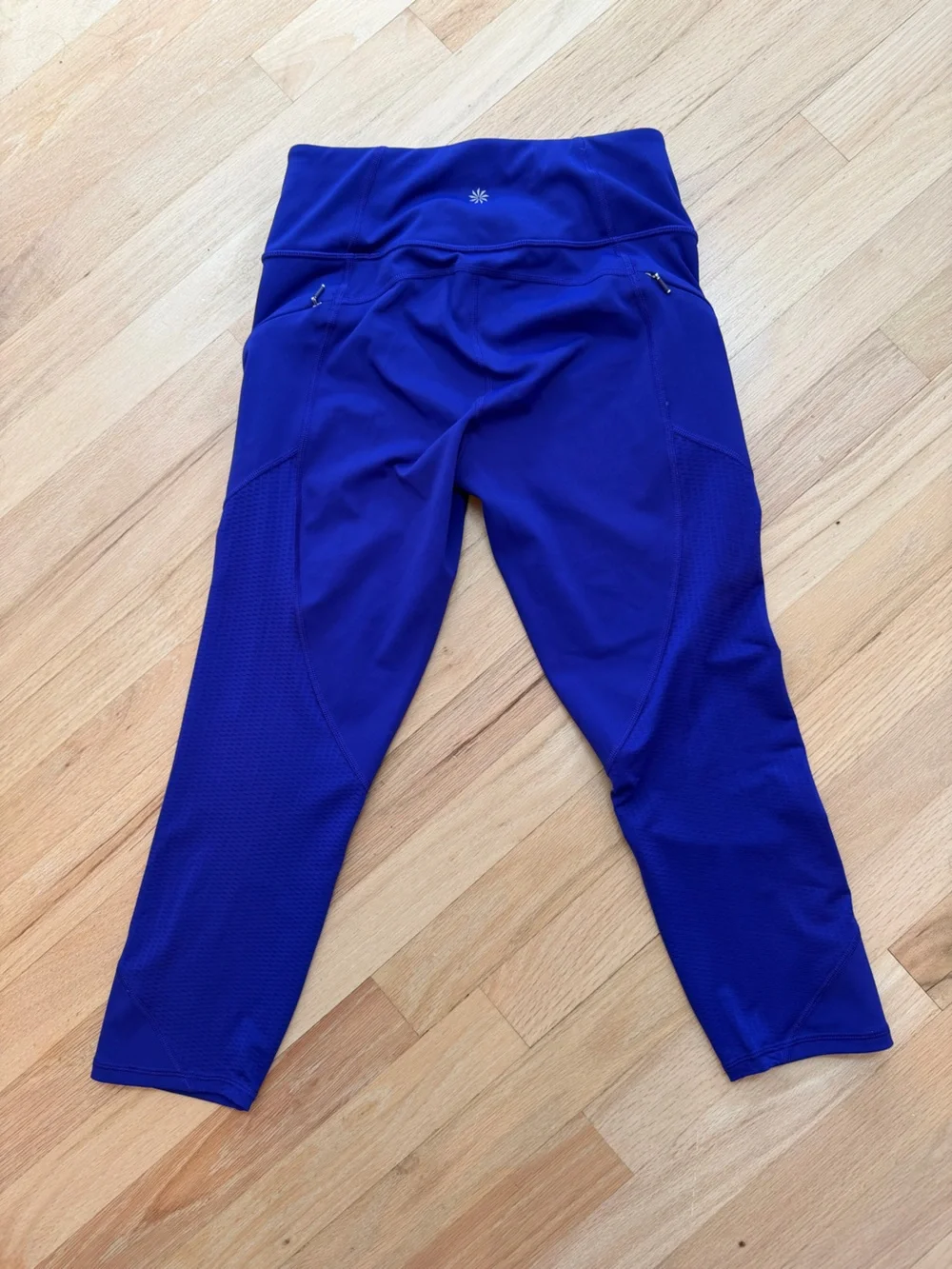 Electric Blue Athletic Capri Leggings W Mesh Panels